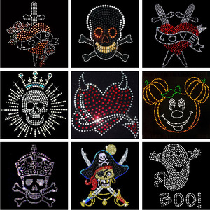 Logotipo personalizado Transferencia de calor Hotfix Rhinestones Venta al por mayor Diseño de Halloween Transferencia de diamantes de imitación con parte posterior plana para ropa - Product Image 3