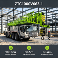 Grue de camion d'occasion de 100 tonnes, flèche de 60,5 m, hauteur de levage de 88 m, 8x4, boîte de vitesses à 12 rapports pour l'installation d'équipements pétrochimiques
