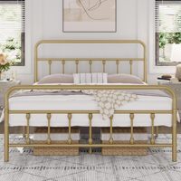 Lit en métal de conception classique sur mesure, avec plateforme, tête et pied de lit, en fer forgé, taille double, pour la vente en gros