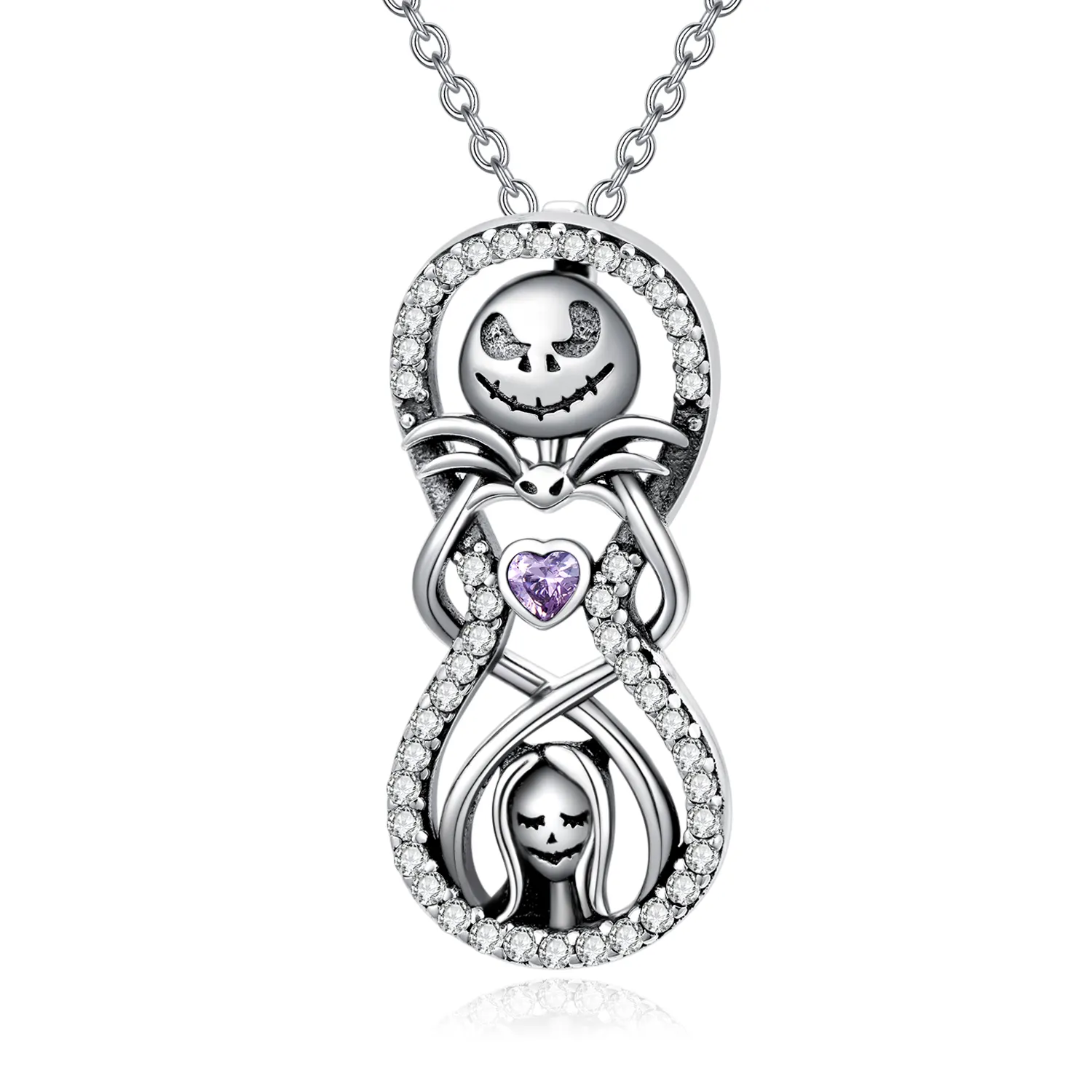 Wholesale S925 Sterling Silver O-Chain Halloween Women Jewelry Purple Zircon Necklaces