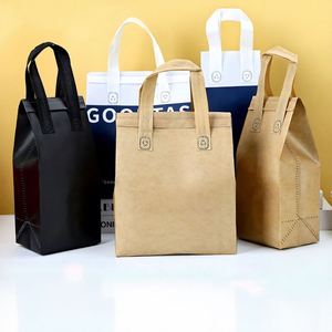 Non-woven Takeaway Insulation Bag Portable Cooler Bags Foldable Handled Zipper Closure Custom Logo - Product Image 1