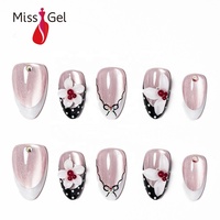 Ongles à presser style salon œil de chat, motifs floraux de luxe, en gel souple, réutilisables, 32 pièces, haute qualité, vente en gros