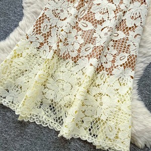 Robe longue sans manches taille haute coupe trapèze en dentelle ajourée respirante de qualité supérieure, style romantique français pour femme - Product Image 4