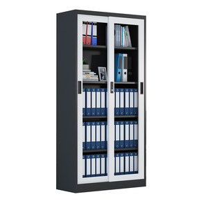 Armoire de classement en acier avec porte coulissante verrouillable, design moderne et étagères réglables pour bureau à domicile et appartement - Product Image 6