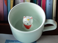 Meilleure Surprise de Noël et d'Anniversaire pour Enfants et Famille : Tasse en Porcelaine Fine Faite à la Main avec Motif Chat Animal Mignon, Cuisson à 1080°C, Boîte Classique