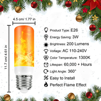 Ampoules LED à effet de flamme, 4 modes, effet inversé, culot E27, AC, à intensité variable, flamme vacillante, intérieur/extérieur, jardin, blanc chaud 3500K