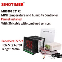 Contrôleur de température et d'humidité SINOTIMER MH0302 - 72x72mm, 85-265VAC, sortie relais, avec câble de capteur de 3m, contrôleur numérique