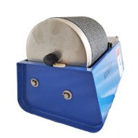 REALMAX 220V Polisseuse à Tambour Unique en Caoutchouc Bleu, Mini Machine à Polir les Pierres, Polisseuse de Pierres à Tambour Unique, Machine à Polir le Silicone