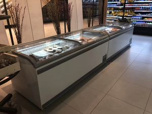 Congélateur Commercial Îlot de Supermarché avec Couvercle Coulissant en Verre Courbé, Congélateur Coffre Combiné Réfrigérateur-Congélateur Îlot - Product Image 2