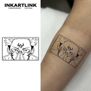 Pegatina <span class=keywords><strong>de</strong></span> Tatuaje Herbal Personalizada con Ojos <span class=keywords><strong>de</strong></span> Anime, Manga Sukuna, Resistente al Agua, 15 Días, Arte Corporal Semipermanente para Brazo, Venta al Por Mayor para Hombres - Product Image 1