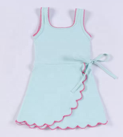 Robe de tennis pour filles DH ODM avec bordure festonnée, short intégré, liens latéraux, en nylon et polyester, sans manches, tenue de sport pour tout-petits