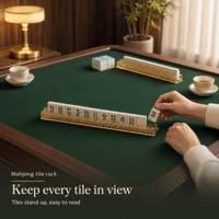 Support de tuiles de mahjong en rotin tressé et acrylique, bord droit festonné, support de mahjong américain, plusieurs couleurs et tailles, accessoires de jeu