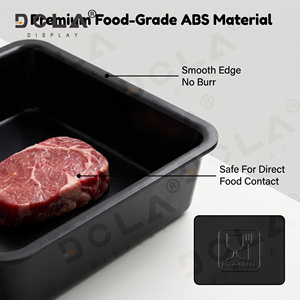 Plateau de présentation noir brillant en ABS pour <span class=keywords><strong>boucherie</strong></span> et supermarché, idéal pour charcuterie et viande, compatible réfrigérateur - Product Image 3