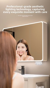 Modern Minimalist <strong>Bathroom</strong> Vanity Set Waterproof <strong>Wooden</strong> <strong>Bathroom</strong> <strong>Cabinet</strong> With Smart Sensor LED Mirror Wholesale - Product Image 3