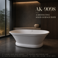 Baignoire ovale en surface solide blanche, à bord sculpté, haute brillance, portable, avec socle arrondi, pour usage intérieur en hôtel, personnalisable, vente en gros