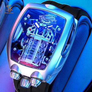 Montre-Bracelet Moteur de Voiture de Luxe Tendance, Ovale en Acier Inoxydable, Bracelet en Silicone et Caoutchouc 22mm, Mouvement NH05 pour Homme - Product Image 1