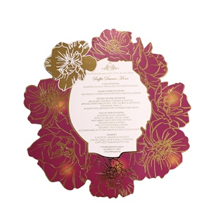 Cartes de <span class=keywords><strong>menu</strong></span> en papier pailleté de grande taille avec motif de fleurs de cerisier, rose, pour hôtel, réception de mariage - Product Image 1