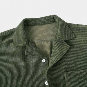 新款休闲男士夏季套装2件套灯芯绒男士短裤和衬衫套装服装 - Product Image 3