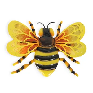 Iron Art Glass Handcraft Bee Shape Fused Glass Wall Hanging Decoration Manufacturers For Direct Supply