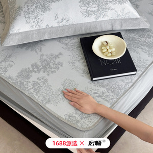 Hongchang Ice <b>Silk</b> Mat Three-Piece Set 1.5m 1.8m Bed Cooling Antibacterial Anti-mite Summer Foldable - Product Image 2