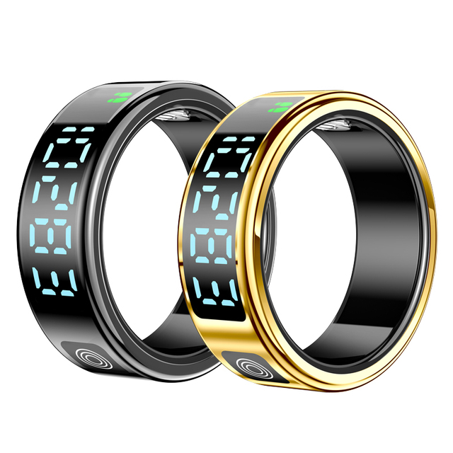 Sr08 Smart Ring OLED Display Magnetic Charging Stand Stainless Steel IP68 Waterproof Sleep Tracker 5-10 Days Battery Life App