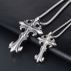 Stainless Steel <b>Cross</b> Pendant Necklace Unisex Vintage Gothic Design SP187-8 - Product Image 3