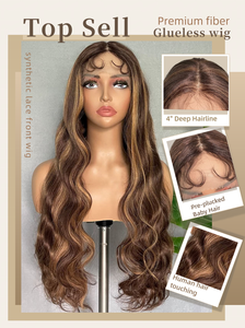 Pelucas Sintéticas al por Mayor con Encaje Frontal y Cabello de Bebé, Pelucas Trenzadas con Encaje Frontal HD Transparente Suizo Sin Pegamento - Product Image 4