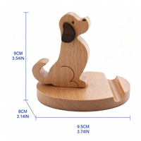 Support de téléphone portable en bois de hêtre massif naturel, bicolore, en forme de chiot mignon, pour la décoration de la maison et du bureau, vente en gros sur mesure