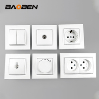BAOBEN PC Interrupteur mural ignifuge blanc norme européenne Type 86 16A 250V