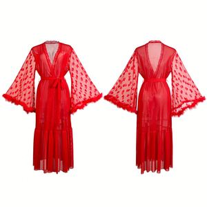Cardigan en soie glacée pyjamas robe de nuit japonaise sexy peignoir transparent - Product Image 6