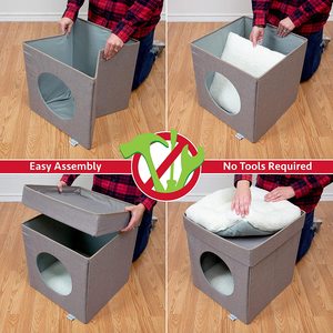 Grande grotte à Cube empilable, maison pliable pour chats, lits pour chats d'intérieur respirants - Product Image 3