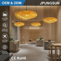 Kipas Angin Plafon Rustic Buatan Tangan Dengan Lampu 40Cm 50Cm Lampu Gantung Anyaman Rotan Untuk Kedai Kopi