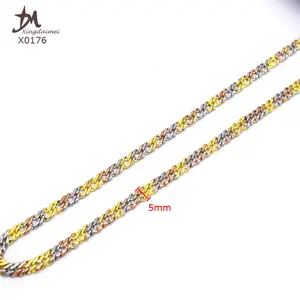 X0176 Wholesale 3 Color Chain Necklace High Quality 18K Gold Plated 24 Inch Jewellery Necklace