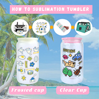 Entrepôt aux États-Unis Boîte de 16 oz en verre de sublimation avec couvercle de couleur et paille