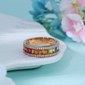 Bague de luxe en or massif 18 carats, diamants naturels de haute qualité, saphirs, bague de fiançailles, cadeaux personnalisés pour femmes, anniversaire - Product Image 6