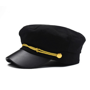 Vintage estilo naval negro Cosplay adulto capitán sombrero mar capitán's borde <span class=keywords><strong>gorra</strong></span> - Product Image 3