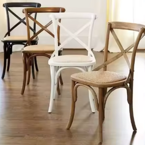 Chaise de banquet empilable en bois pour restaurant, hôtel, <span class=keywords><strong>mariage</strong></span>, mobilier d'extérieur commercial, dossier croisé en bois - Product Image 2
