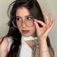 81103 nouvelles femmes mode coloré oeil de chat lunettes métal Anti-lumière bleue myopie optique lunettes cadre coloré Logo personnalisé