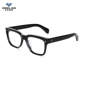 新着文学レトロ大正方形フレーム近視メガネシンプルヴィンテージスタイルフラットメガネリベット男性用女性用固体厚いプレート - Product Image 2