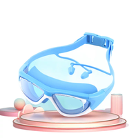 Masques de natation pour enfants à grande monture, haute définition, anti-buée, design monobloc, vision large, avec bouchons d'oreilles
