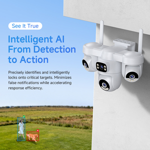 Caméra de sécurité <span class=keywords><strong>solaire</strong></span> 4G ShooCam 12MP IP66 avec audio bidirectionnel, 3 PTZ, 4 écrans, enregistrement 24/7, 2 panneaux solaires, batterie 12000mAh - Product Image 5