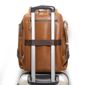 Dropshipping Shopify Vintage Genuine <b>Leather</b> <b>Backpack</b> Luggage Sleeve Multifunctional Travel Rucksack Crazy Horse <b>Large</b> Laptop - Product Image 4