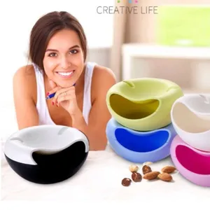 BPA Free Reusable Double Layer Container Fruit Nut Candy Storage Box Snack Bowl With Phone Holder