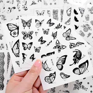 สติกเกอร์รอย<span class=keywords><strong>สัก</strong></span>รูปผีเสื้อดอกไม้สีดำกันน้ำ35ชิ้น/เซ็ตสติกเกอร์รอย<span class=keywords><strong>สัก</strong></span>รูปใบไม้ปลอมที่แขนตัวอักษรสติกเกอร์สักแฟชั่นชั่วคราว - Product Image 1