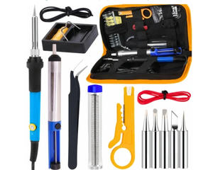 Set Saldatore a Temperatura Regolabile 15 Pezzi, Kit Professionale <span class=keywords><strong>per</strong></span> Saldatura, Utensili Manuali <span class=keywords><strong>per</strong></span> <span class=keywords><strong>Orticoltura</strong></span> con Supporto e Accessori - Product Image 1