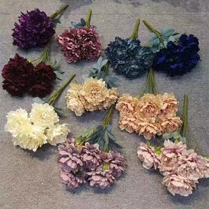 A-1231 Grosse Tête Soie Mariage Français Pivoine Bouquet De Fleurs Artificielles - Product Image 6