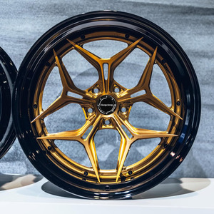 صحن عميق طلاء ذهبي قطعتان <span class=keywords><strong>3</strong></span> قطع 5X112 5x15-24 بوصة سبائك الألومنيوم الكروم مزورة لعجلة BMW porsche - Product Image 3