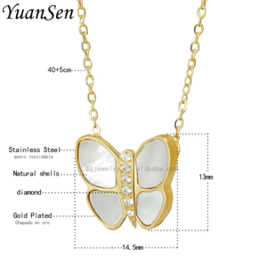 Mặt dây chuyền nữ bằng thép không gỉ mạ, hình con bướm, không thấm nước, không bị xỉn màu, trang sức bằng thép không gỉ - Product Image 5