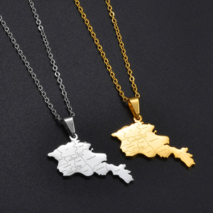 Collana <span class=keywords><strong>con</strong></span> Ciondolo Mappa dell'Armenia <span class=keywords><strong>con</strong></span> <span class=keywords><strong>Nome</strong></span>, Catene in Acciaio Inossidabile Color Oro/Argento, Gioielli per Armeni # 267521 - Product Image 3