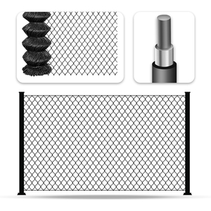 6ft x 50ft 10 Gauge Black Vinyl Coated Steel <b>Garden</b> Fence Chain Link Fence Roll 2" Hole Openings - Product Image 1